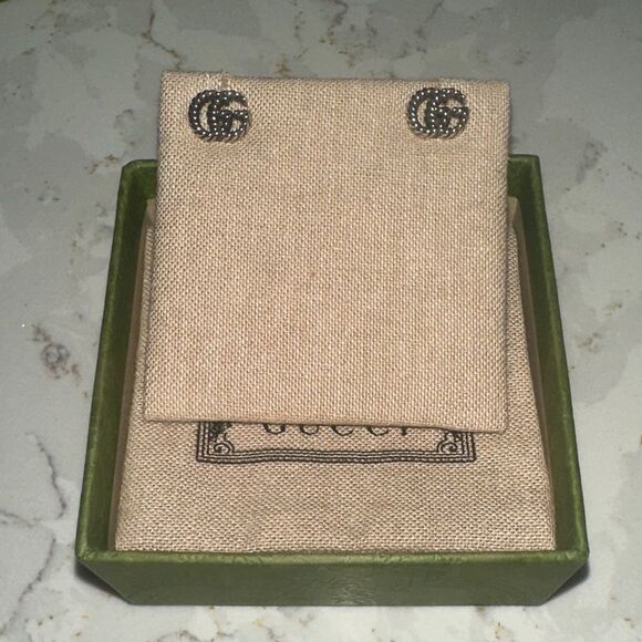 Gucci GG Logo Silver Earrings - Picture 1 of 9